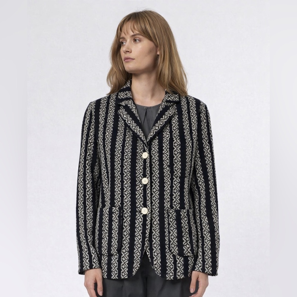 Bsbee pampa khadi black white blazer size XS bohemian array Italy menswear boho